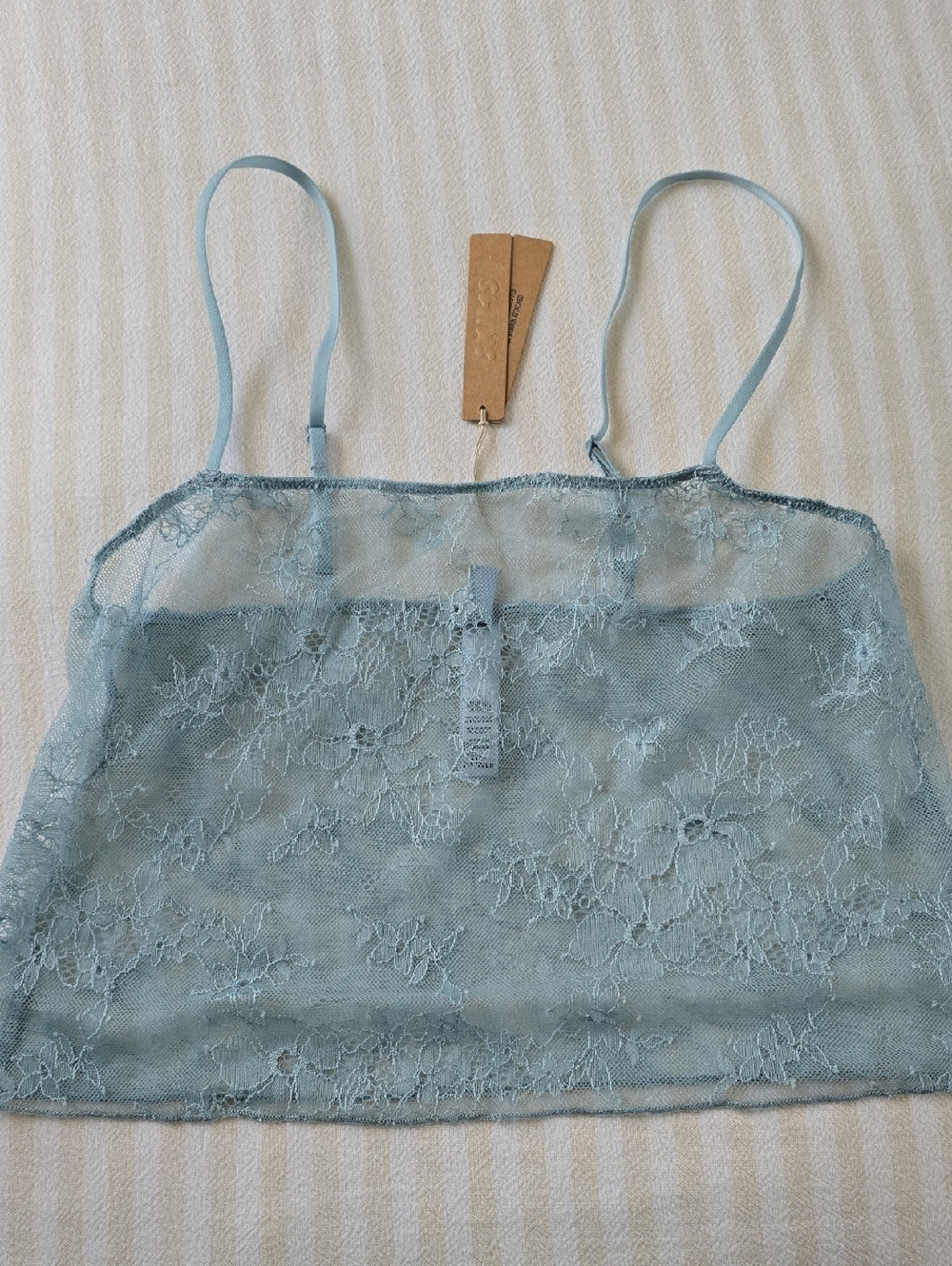 SKIMS Light Blue Lace Sheer Cami